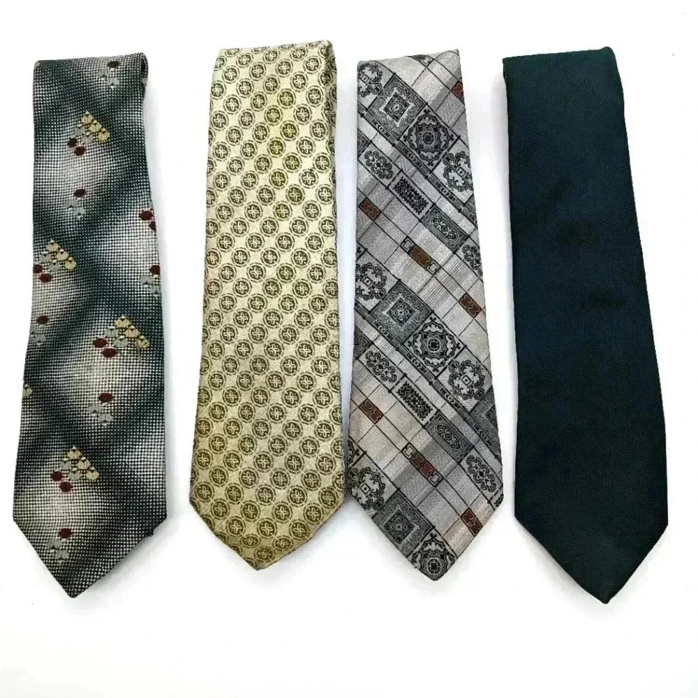 4 Green vintage 70s wide ties Botany 500, Roster, JC Penny polyester
